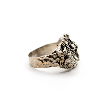 Monika And Burkhard OLY Silver Vintage Brutalist Ring
