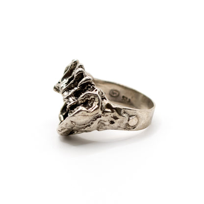 Monika And Burkhard OLY Silver Vintage Brutalist Ring