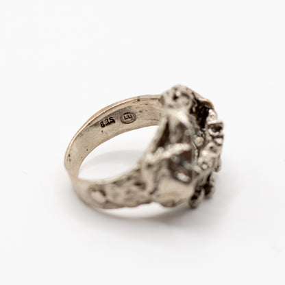 Monika And Burkhard OLY Silver Vintage Brutalist Ring