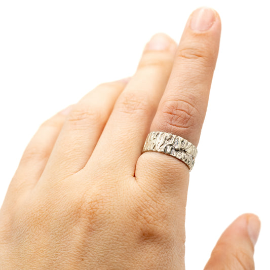Bague vintage organique brutaliste finlandaise en argent sterling