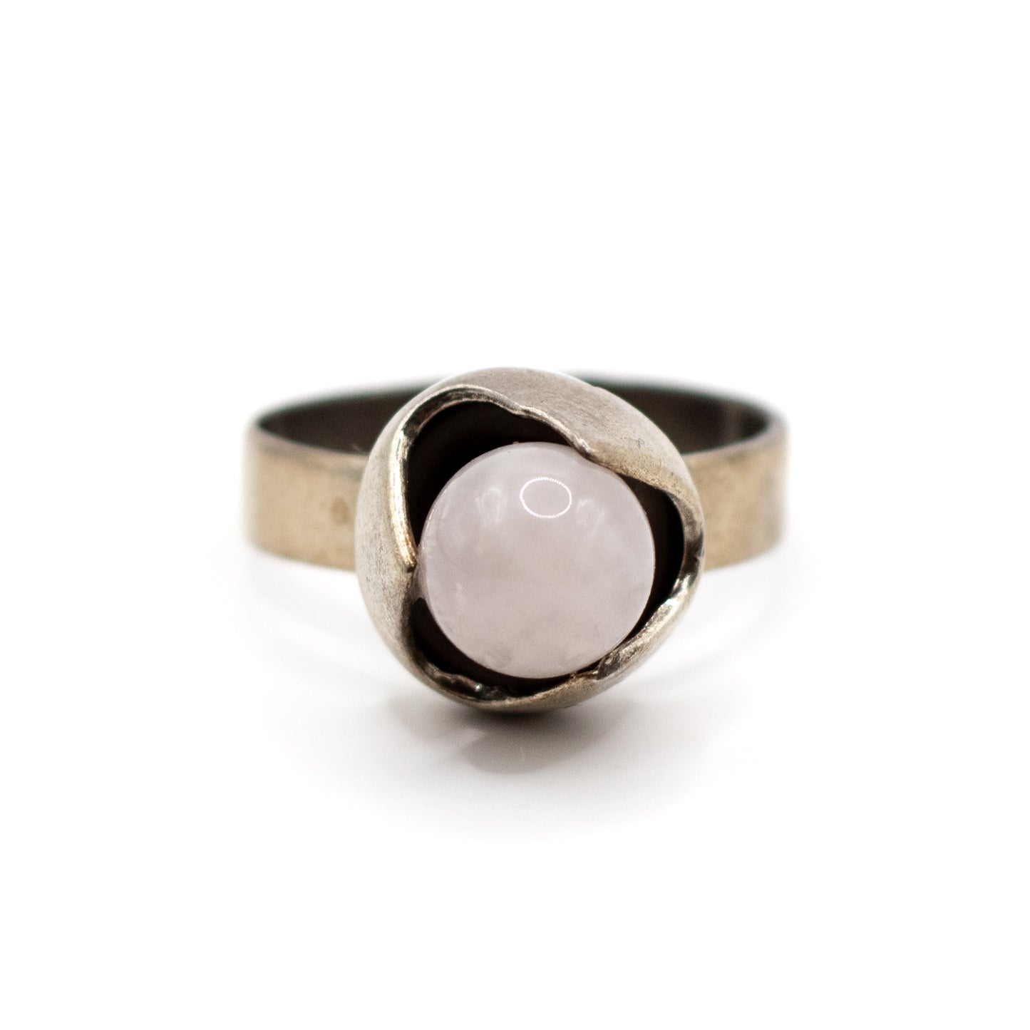 Kupittaan Kulta Rosenquarz Silber Vintage Modernist Ring