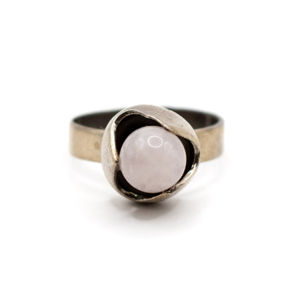 Kupittaan Kulta Rosenquarz Silber Vintage Modernist Ring
