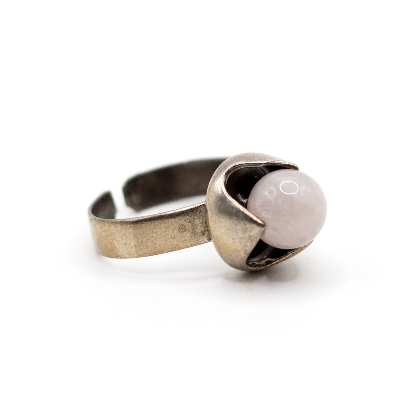 Kupittaan Kulta Rosenquarz Silber Vintage Modernist Ring