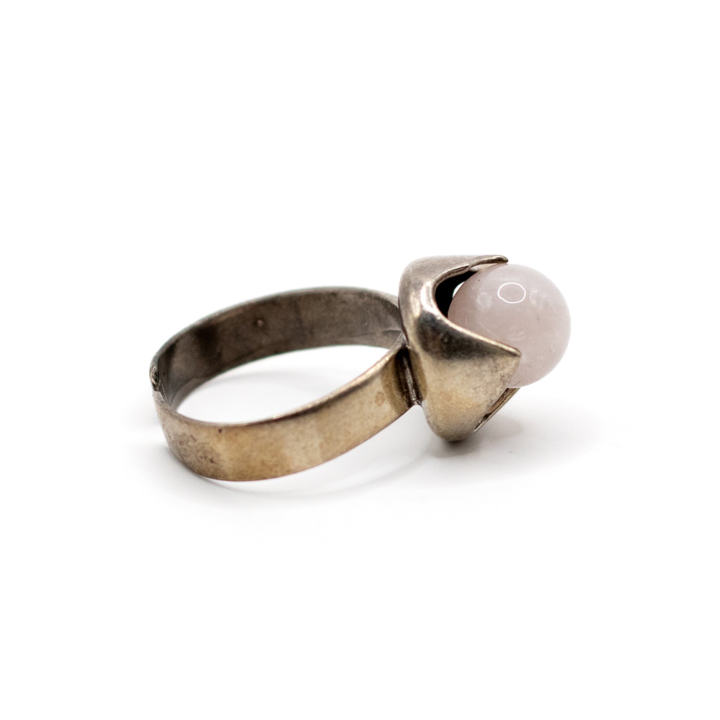 Kupittaan Kulta Rosenquarz Silber Vintage Modernist Ring