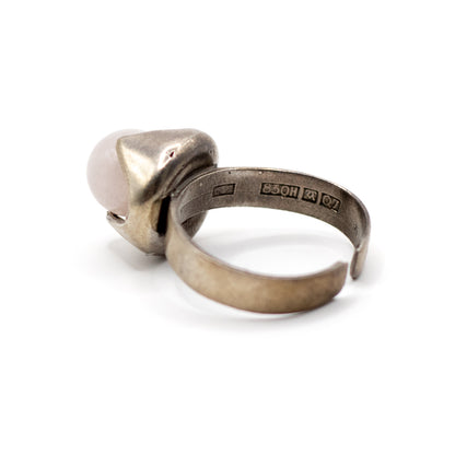 Kupittaan Kulta Rosenquarz Silber Vintage Modernist Ring