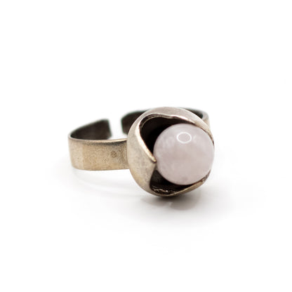 Kupittaan Kulta Rosenquarz Silber Vintage Modernist Ring