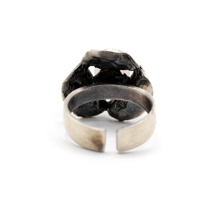 Perli Rosenquarz Silber Vintage Modernist Ring
