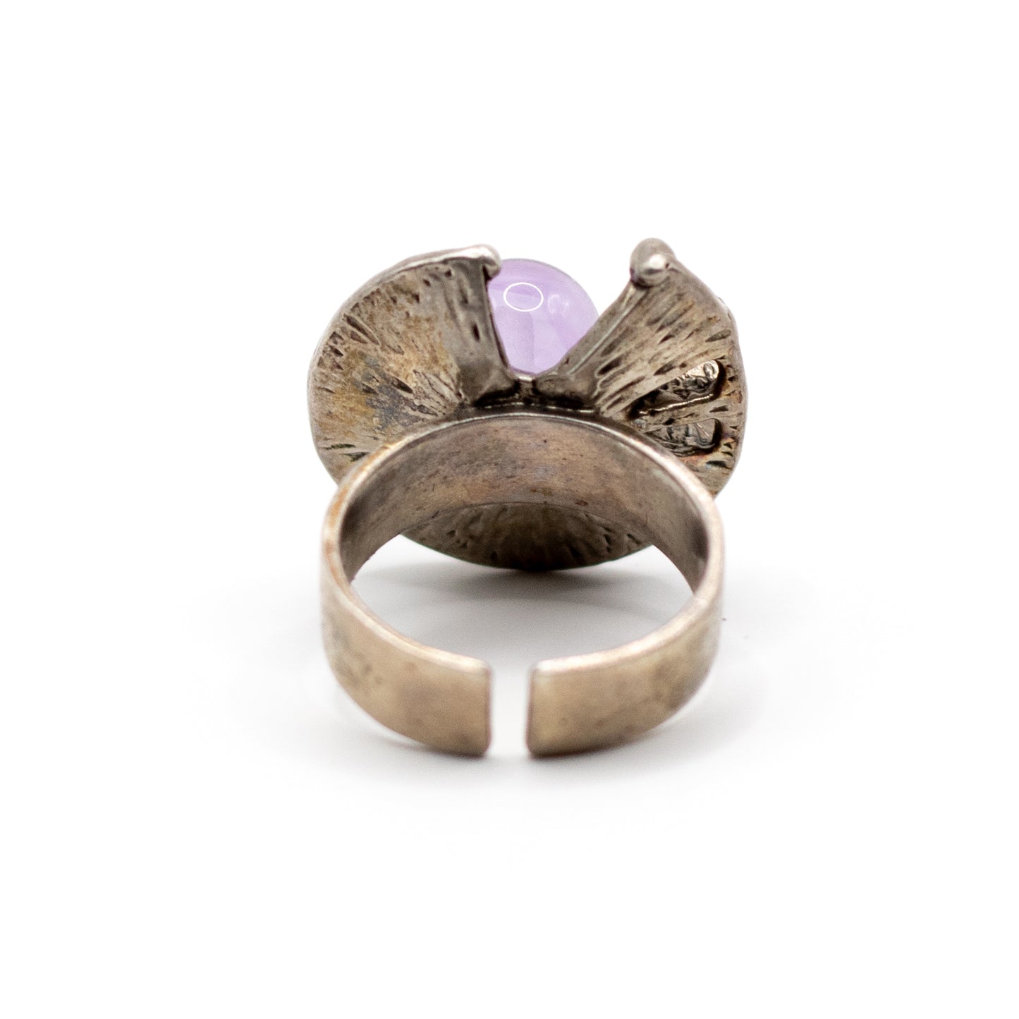 Amethyst Silver Vintage Brutalist Ring