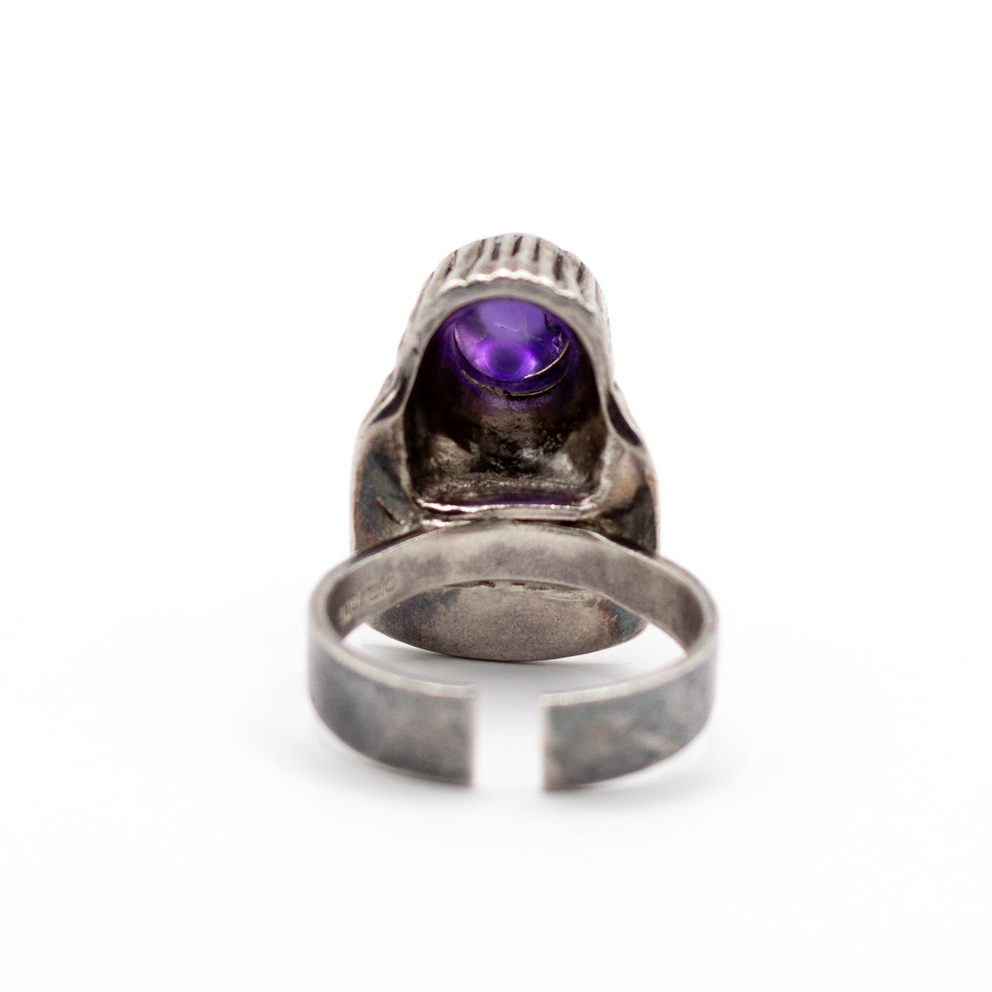 Relo Amethyst Silver Vintage Brutalist Ring