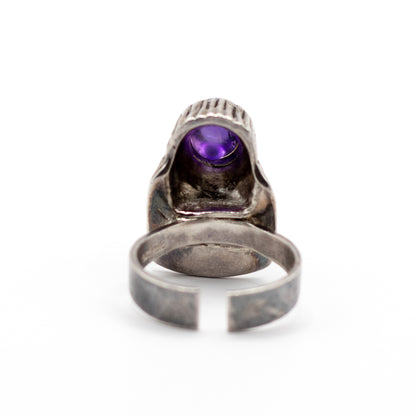 Relo Amethyst Silver Vintage Brutalist Ring