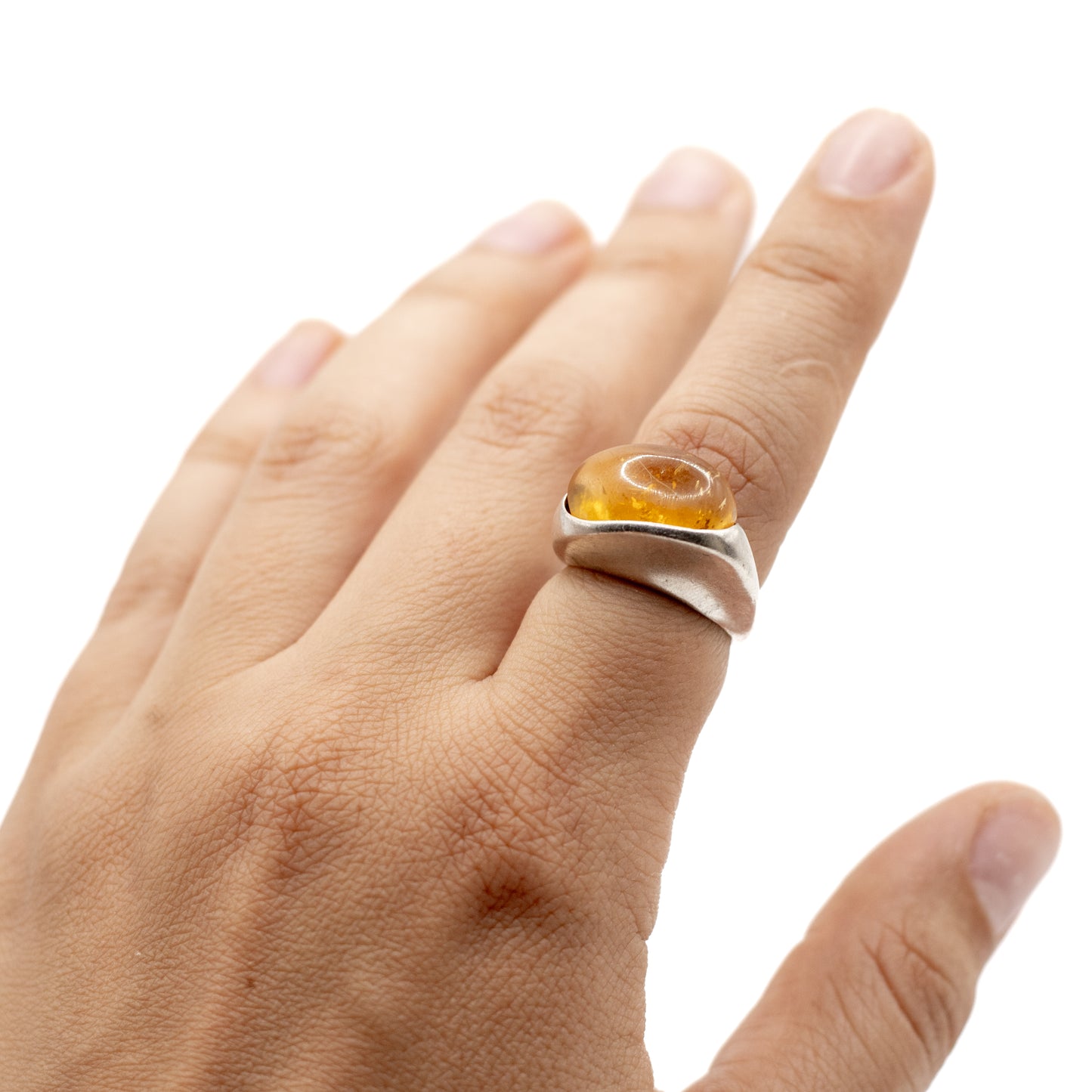 Lapponia Vintage Sterling Silver Amber Ring By Poul Havgaard