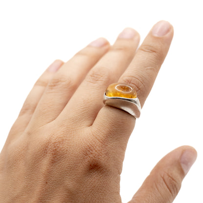 Lapponia Vintage Sterling Silver Amber Ring By Poul Havgaard