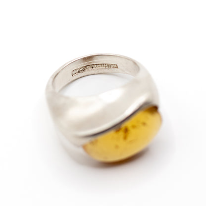 Lapponia Vintage Sterling Silver Amber Ring By Poul Havgaard