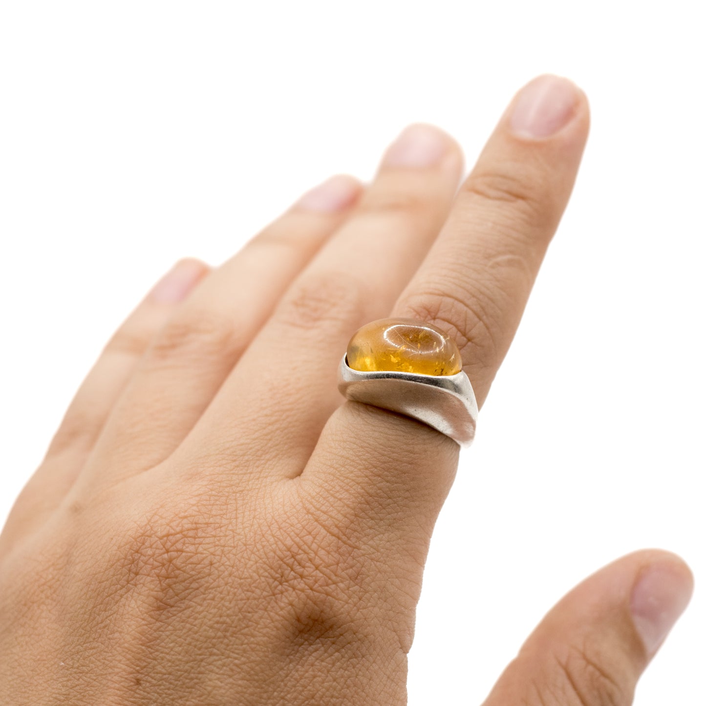 Lapponia Vintage Sterling Silver Amber Ring By Poul Havgaard