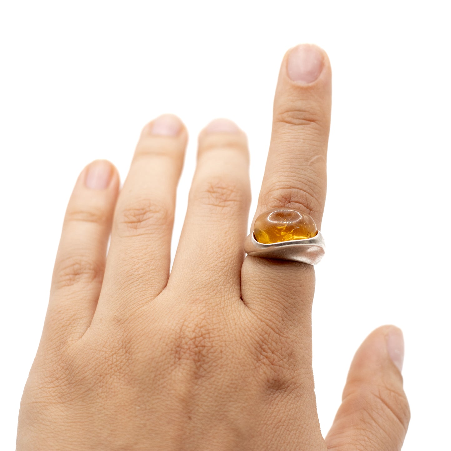 Lapponia Vintage Sterling Silver Amber Ring By Poul Havgaard
