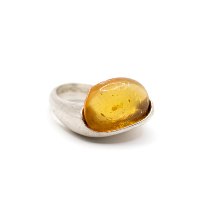 Lapponia Vintage Sterling Silver Amber Ring By Poul Havgaard