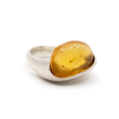 Lapponia Vintage Sterling Silver Amber Ring By Poul Havgaard