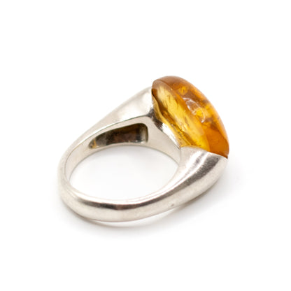 Lapponia Vintage Sterling Silver Amber Ring By Poul Havgaard