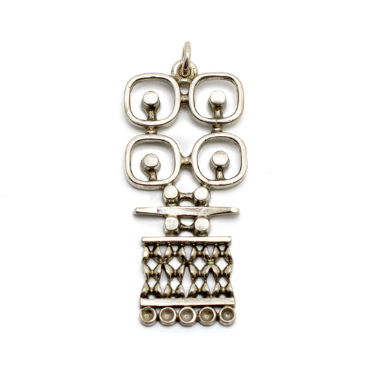 Jorma Laine Vintage Finnish Silver Pendant with Geometric Modernist Design