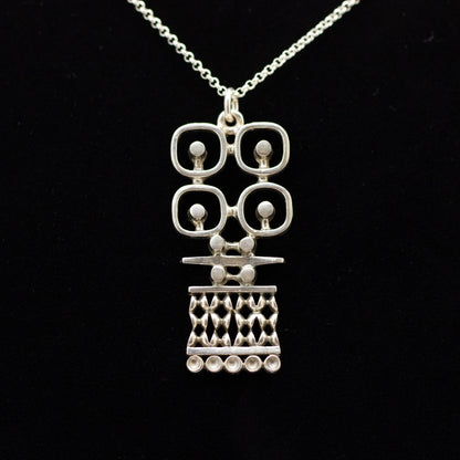 Jorma Laine Vintage Finnish Silver Pendant with Geometric Modernist Design