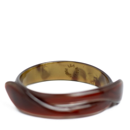 Lea Stein Wide Pearlised Brown Snake Bangle Bracelet