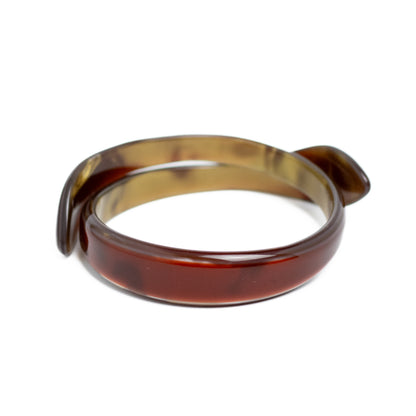 Lea Stein Wide Pearlised Brown Snake Bangle Bracelet