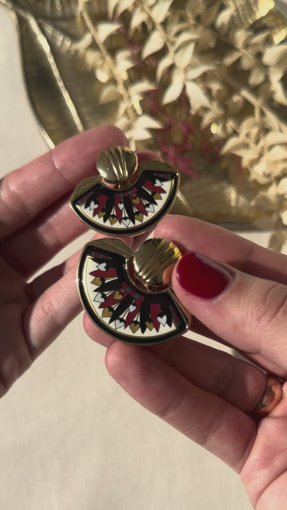 Michaela Frey Team Freywille Vintage Enamel Clip-On Earrings with Heart Motif