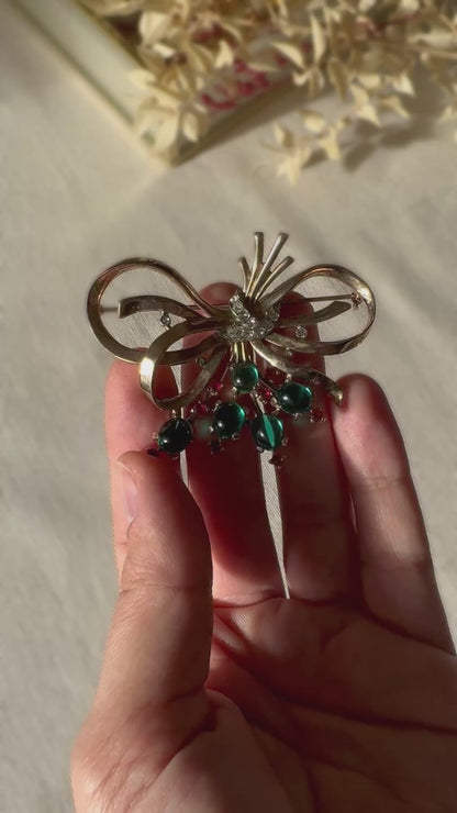 Crown Trifari by Alfred Philippe 1940s Sterling Bow Brooch