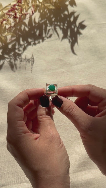 Niels Erik From Modernist Silver Ring with Chrysoprase