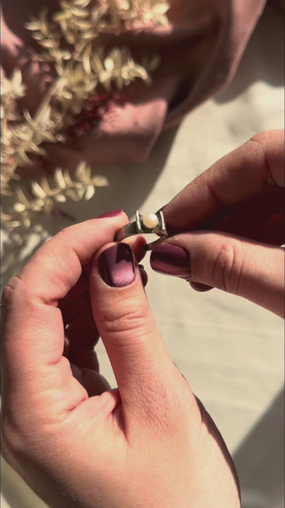 Vintage Dainty Silver Pearl Ring By Perli