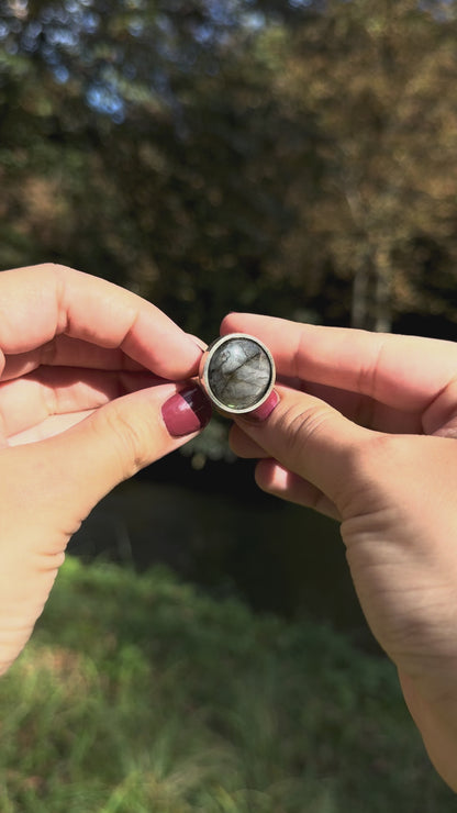 Bengt Hallberg Modernist Silver Ring with Labradorite