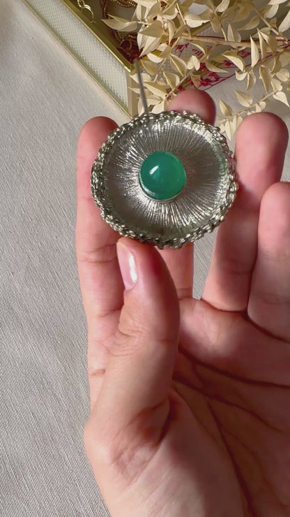 Theodor Fahrner Vintage Brutalist Silver Pendant with Chrysoprase