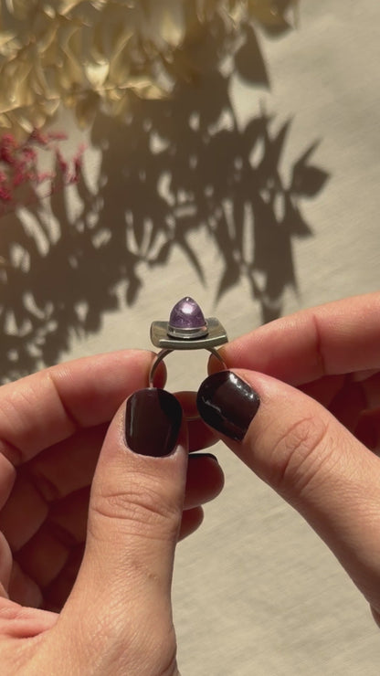 Niels Erik From Danish Modernist Silver Ring with Amethyst