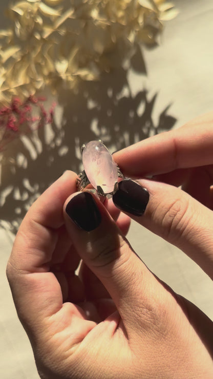 Helmut von Kleist Bague vintage en argent avec quartz rose