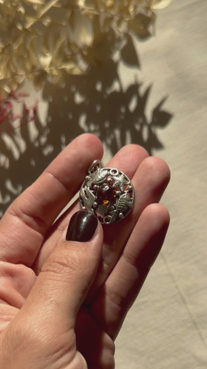 Fischland Sea Life Silver Pendant with Amber by Georg Kramer