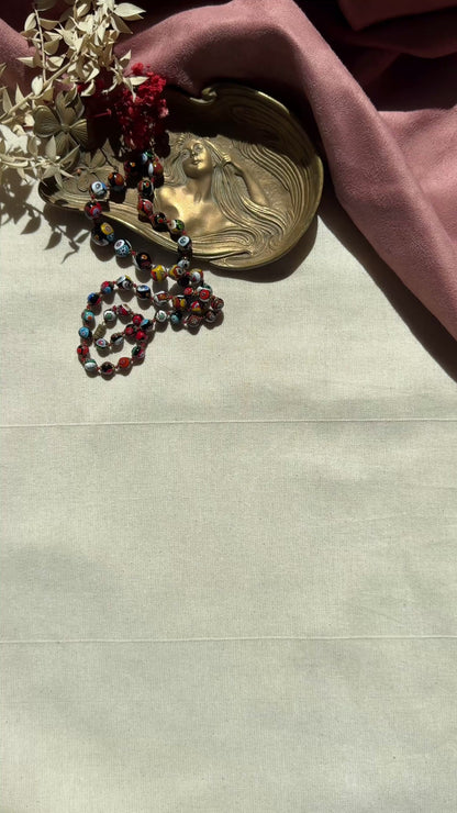 Vintage Geknotete Italienische Millefiori Glasperlenkette