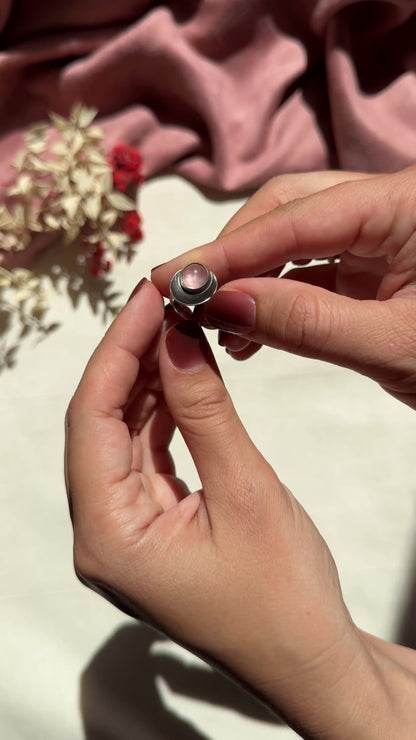 Rose Quartz Vintage Sterling Silver Ring By Niels Erik From