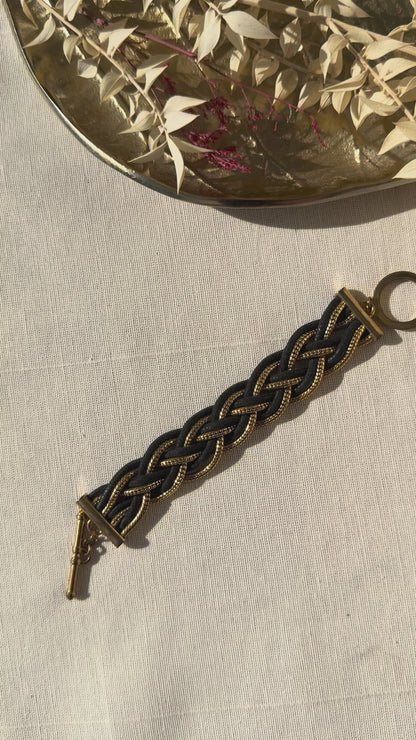 Christian Dior Braided Rope and Chain Vintage Bracelet with Signed Toggle Clasp