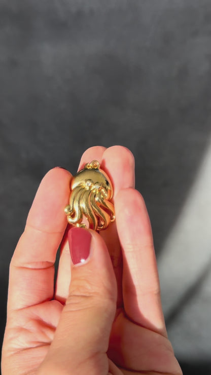 Pierre Lang Goldfarbener Oktopus-Vintage-Anhänger mit Kristallaugen