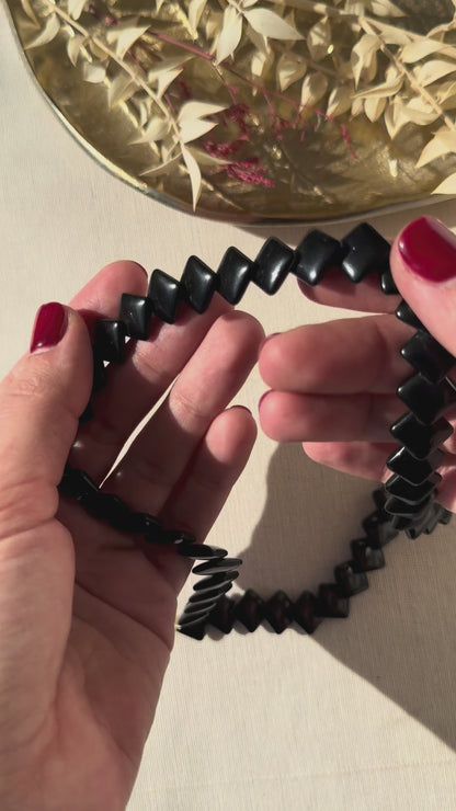 Vintage Trifari Schwarze Quadrat Perlen Choker Halskette