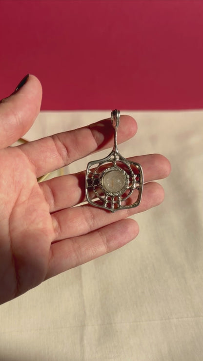 David Andersen Norway Vintage Brutalist Pendant with Rutilated Quartz