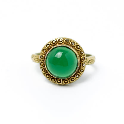 Theodor Fahrner Art Deco Silver Ring with Chrysoprase