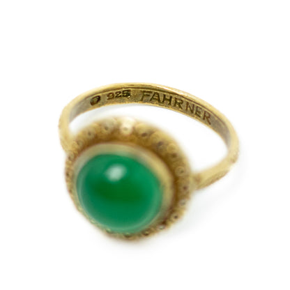 Theodor Fahrner Art Deco Silver Ring with Chrysoprase