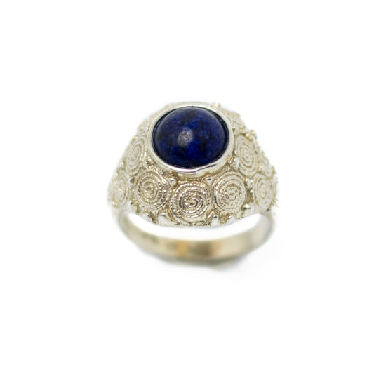 Theodor Fahrner Art Deco Silver Ring with Sodalite