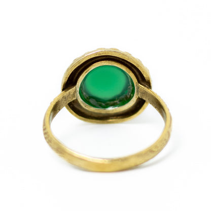 Theodor Fahrner Art Deco Silver Ring with Chrysoprase